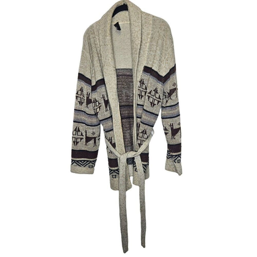 Dimension By Milford‎ Vintage Southwest Alpaca Knit Belted Cardigan Sweater M